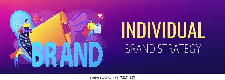 Company identity, marketing and promotional campaign. Personal brand, self-positioning, individual brand strategy, build your personal brand concept. Header or footer banner template with copy space.