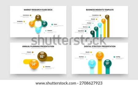 Company Innovation Four Five Two Three Option Chart Slide Design Vector Illustration Collection. Minimal Introduction 4 5 2 3 Element Infographic Presentation Template Bundle.
