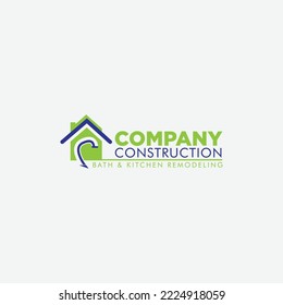 company integrity construction bath and kitchen remodeling logo with roof and sink shower