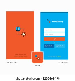 Company Internet setting Splash Screen and Login Page design with Logo template. Mobile Online Business Template