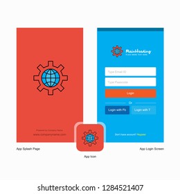 Company Internet setting  Splash Screen and Login Page design with Logo template. Mobile Online Business Template