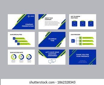 Company Investment Pitch Decks Vector Template Design. Elegant and Modern Styling to convince any message. Colorful Design and appealing business presentation template