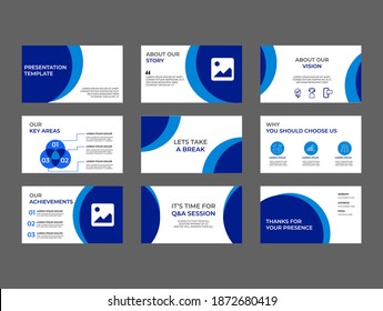Company investment presentation, Pitch decks vector template. Abstract Blue presentation slide design, Info graphic Vector Banner Template Set