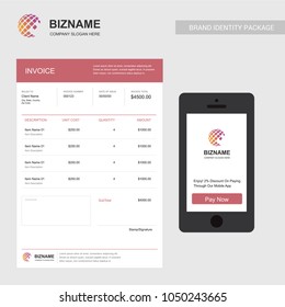Company invoice design and also mobile app design vector with wo