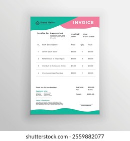 Company invoice design, vector design 