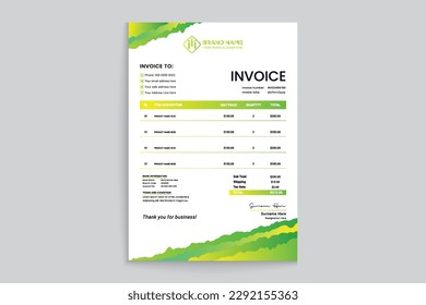 Company invoice vector design Green color