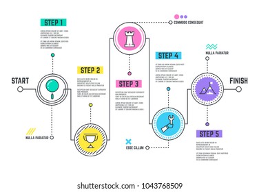 Company journey path. Infographic roadmap with steps line timeline. Business path development, infographic of road company illustration