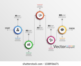 Company Journey Path. Infographic Roadmap With Steps Line Timeline. Business Path Development. Vector Illustration Eps 10 