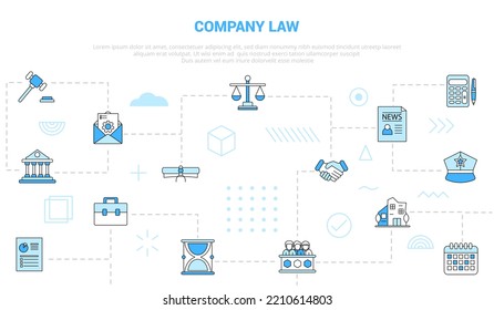 company law concept with icon set template banner with modern blue color style