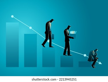 Company layoffs due to recession, vector illustration