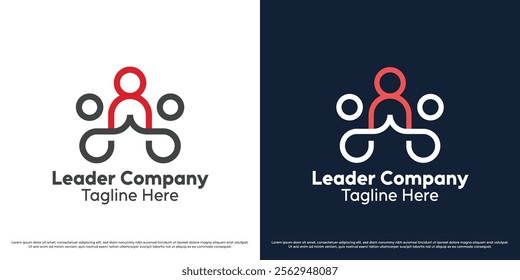 Company leader logo design vector illustration. Silhouette of person job supervisor financial business management staff professional achievement leadership. Simple minimal line vector symbol icon.