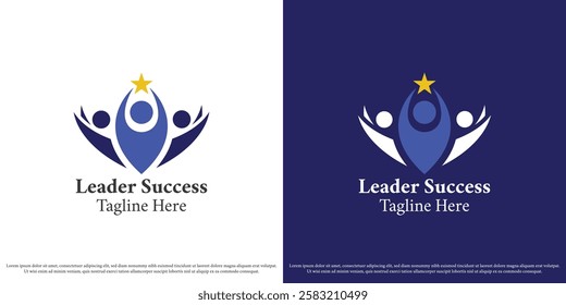 Company leader logo design vector illustration. Silhouette of corporate leader character job title career growth success boss supervisor manager business. Abstract minimal simple vector icon symbol.