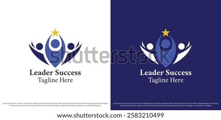 Company leader logo design vector illustration. Silhouette of corporate leader character job title career growth success boss supervisor manager business. Abstract minimal simple vector icon symbol.