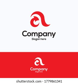 A company letter logo. Flat arrow a script, logo template. Letter logotype with arrow A