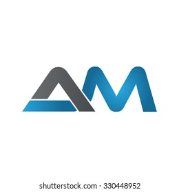 AM company linked letter logo blue