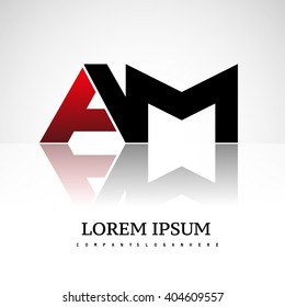 AM company linked letter logo icon red and black