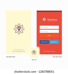 Company Location setting Splash Screen and Login Page design with Logo template. Mobile Online Business Template