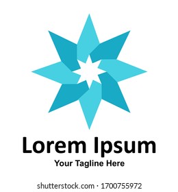 company logo or business logo. blue star-shaped design