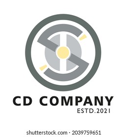company logo cd with a simple and flat shape. The CD logo can be your company's branding.