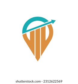 company logo combination of Chart with Pin, Vector symbol concept for accounting company