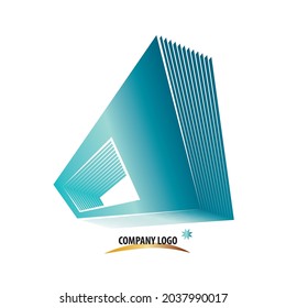 Company Logo, Concept Of Building Space Or Three-dimensional Shape From Merging Several Layers Of Dark Blue Parallelogram With Transparent Effect, In Vector Format