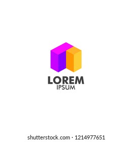 company logo with cube shape, isometric