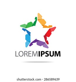 company logo design by using star shape and colorful