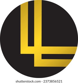 Company logo design. The logo comes with a gold-coloured line depicting the double alphabet "L" and a black circle background.