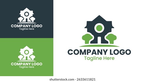 Company Logo Design Eco-Friendly Housing Logo with House and Tree