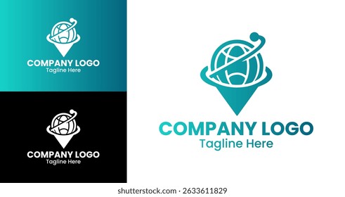 Company Logo Design Global Business Logo with Globe and Orbit Elements