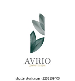 Company logo design green leaf classic elements vetor