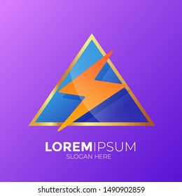Company logo with flash and electric logo gradient orange purple company