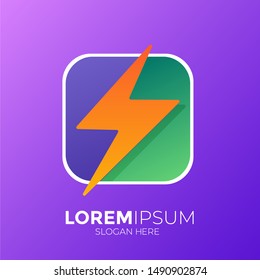 Company logo with flash and electric logo gradient orange purple company