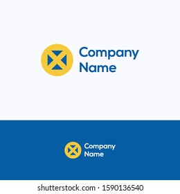 Company logo. Flat circle static logo template. Arrow cross logotype with center