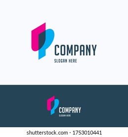 UP company logo. Flat letters dynamic overlay logo template. Letter logotype with word UP