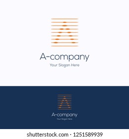 A company logo. Flat line pulse logo template. Square logotype with letter A
