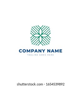 diseño del logotipo vectorial de la empresa de tecnología moderna y diseño de logotipos de flores y tecnología