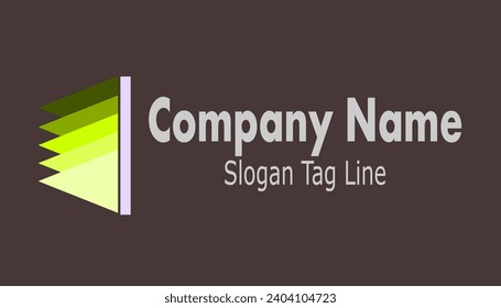 The company logo or logo is in the form of a triangular flag lined with green bars and green. Design template icon, success sign, symbol together 
