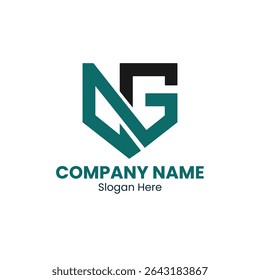 Logotipo da empresa com uma letra verde q e uma letra preta g formando uma forma de escudo sobre um fundo branco