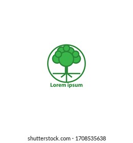 company logo.
green tree-shaped logo
