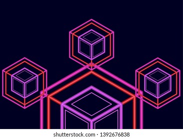 Company logo icon design template element. Logo in the form of a hexagon, a cube in a cube on a dark background. Vector illustration for your corporate design.