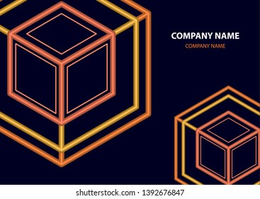 Company logo icon design template element. Logo in the form of a hexagon, a cube in a cube on a dark background. Vector illustration for your corporate design.