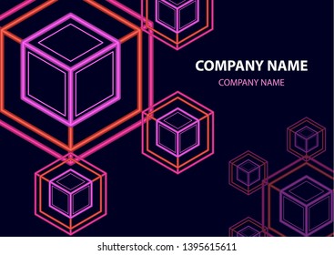 Company logo icon design template element. Logo in the form of a hexagon, a cube in a cube on a dark background. Vector illustration for your corporate design.