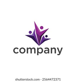 company logo icon element template vector graphic art origami style purple purple