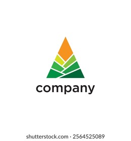 company logo icon element template vector illustration design orange green colors triangle shape