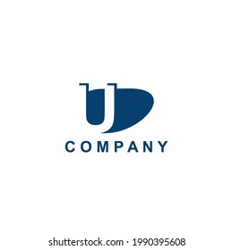 Firmenlogo, Initialbuchstabe U Negative Space, Vektordesign für Firmenmarken-Identität