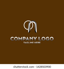 company logo initial N, with circle, material  vector silver solid
