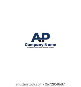 The company logo with the initials AP is black and blue.