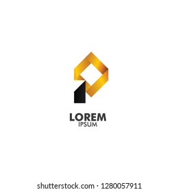 company logo with the initials p. gold and black