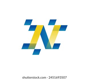 Company logo letter N with pixel design template